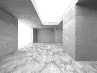 Dark Beton Duvar Mimarisi. Boş Oda. 3d Görüntüleme