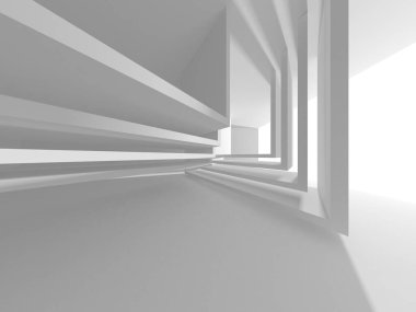 Soyut Beyaz Mimari Tasarım Konsepti. 3d Görüntüleme