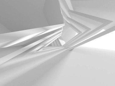 Soyut Beyaz Mimari Tasarım Konsepti. 3d Görüntüleme