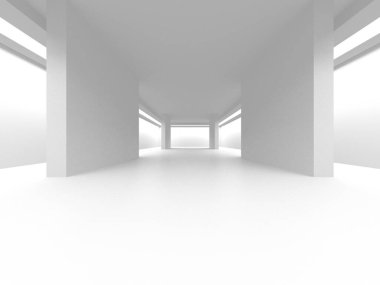 Soyut Beyaz Mimari Tasarım Konsepti. 3d Görüntüleme