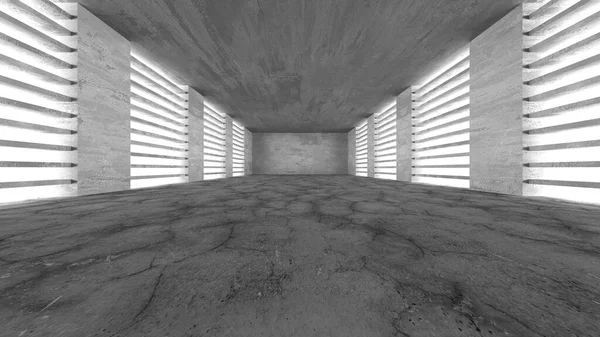 Dark Beton Duvar Mimarisi. Boş Oda. 3d Görüntüleme