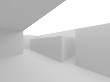 Aydınlatılmış koridor iç tasarımı. Boş Oda İç mimarisi. 3 Boyutlu Hazırlama