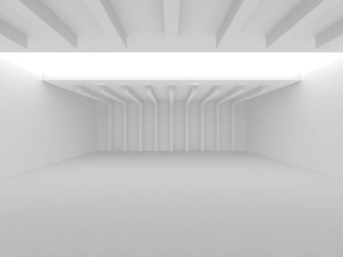 Aydınlatılmış koridor iç tasarımı. Boş Oda İç mimarisi. 3 Boyutlu Hazırlama