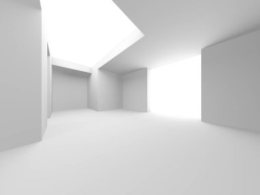 Beyaz Modern Arkaplan. Soyut Bina Konsepti. 3d Hazırlama