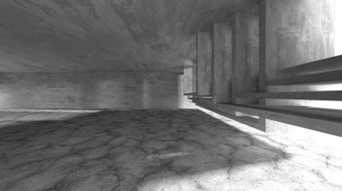 Soyut mimari iç plan. Boş beton oda. 3d hazırlayıcı