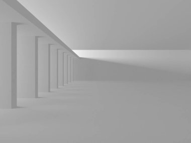 Aydınlatılmış koridor iç tasarımı. Boş Oda İç mimarisi. 3 Boyutlu Hazırlama