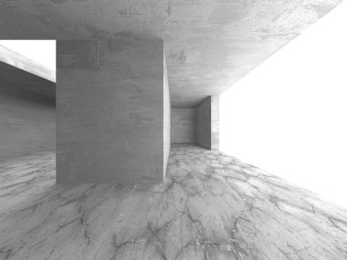 Soyut mimari iç plan. Boş beton oda. 3d hazırlayıcı