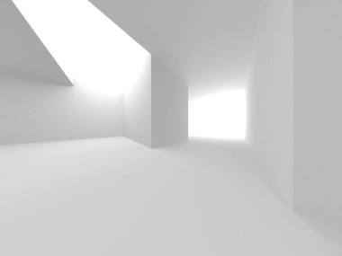 Aydınlatılmış koridor iç tasarımı. Boş Oda İç mimarisi. 3 Boyutlu Hazırlama