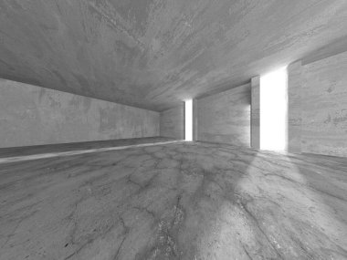 Soyut mimari arka plan. İçi boş beton döşeme. 3d hazırlayıcı