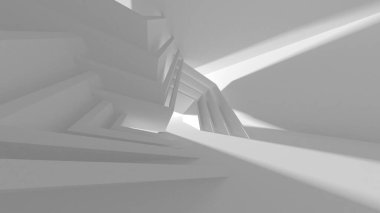 Aydınlatılmış koridor iç tasarımı. Boş Oda İç mimarisi. 3 Boyutlu Hazırlama