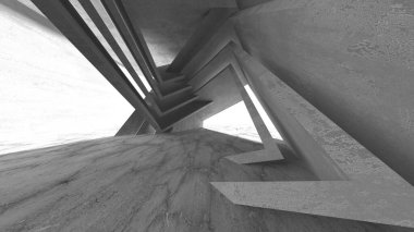 Soyut mimari arka plan. İçi boş beton döşeme. 3d hazırlayıcı