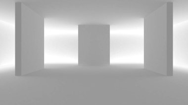 Beyaz Modern Arkaplan. Soyut Bina Konsepti. 3d Hazırlama