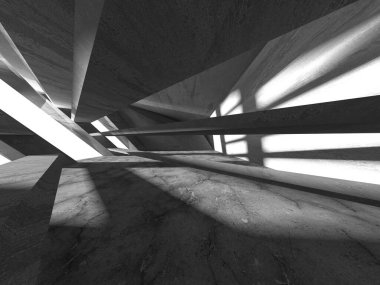 Soyut mimari arka plan. İçi boş beton döşeme. 3d hazırlayıcı