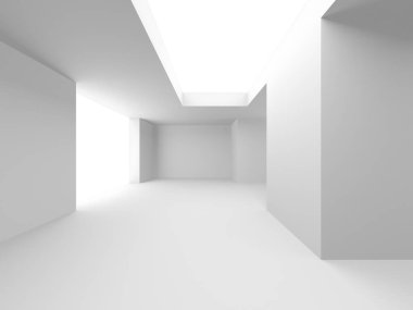 Beyaz Modern Arkaplan. Soyut Bina Konsepti. 3d Hazırlama
