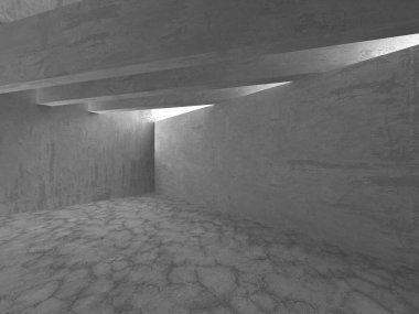 Dark Beton Duvar Mimarisi. Boş Oda. 3d Görüntüleme