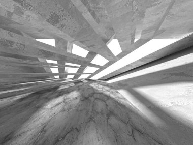 Dark Beton Duvar Mimarisi. Boş Oda. 3d Görüntüleme