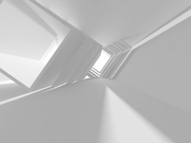 Soyut Beyaz Mimari Tasarım Konsepti. 3d Görüntüleme