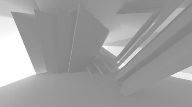 Soyut Beyaz Mimari Tasarım Konsepti. 3d Görüntüleme