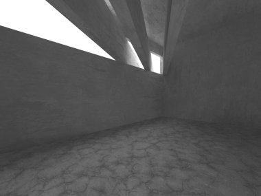 Dark Beton Duvar Mimarisi. Boş Oda. 3d Görüntüleme