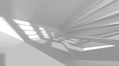 Soyut Beyaz Mimari Tasarım Konsepti. 3d Görüntüleme