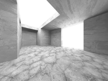 Dark Beton Duvar Mimarisi. Boş Oda. 3d Görüntüleme