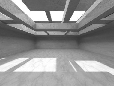 Soyut mimari iç plan. Boş beton oda. 3d hazırlayıcı