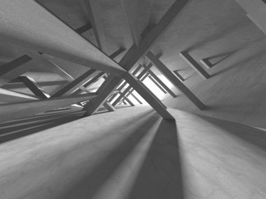 Soyut mimari iç plan. Boş beton oda. 3d hazırlayıcı