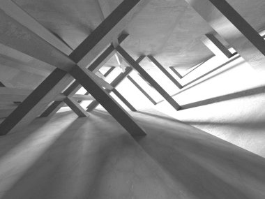 Soyut mimari iç plan. Boş beton oda. 3d hazırlayıcı