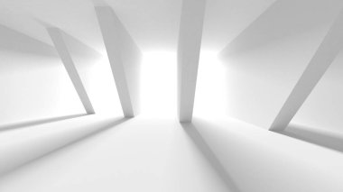 Aydınlatılmış koridor iç tasarımı. Boş Oda İç mimarisi. 3 Boyutlu Hazırlama