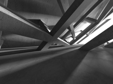 Soyut mimari iç plan. Boş beton oda. 3d hazırlayıcı