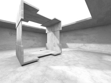 Soyut mimari iç plan. Boş beton oda. 3d hazırlayıcı