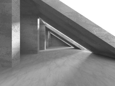 Soyut mimari iç plan. Boş beton oda. 3d hazırlayıcı