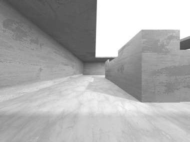 Soyut mimari iç plan. Boş beton oda. 3d hazırlayıcı