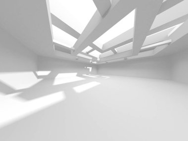 Aydınlatılmış koridor iç tasarımı. Boş Oda İç mimarisi. 3 Boyutlu Hazırlama