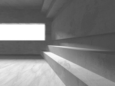 Soyut mimari iç plan. Boş beton oda. 3d hazırlayıcı