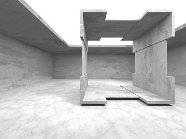 Soyut mimari iç plan. Boş beton oda. 3d hazırlayıcı