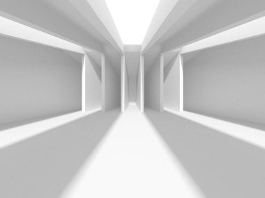 Aydınlatılmış koridor iç tasarımı. Boş Oda İç mimarisi. 3 Boyutlu Hazırlama