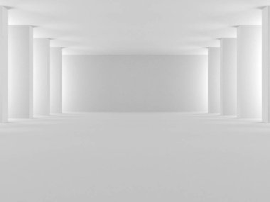 Aydınlatılmış koridor iç tasarımı. Boş Oda İç mimarisi. 3 Boyutlu Hazırlama