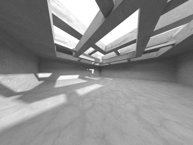 Soyut mimari iç plan. Boş beton oda. 3d hazırlayıcı