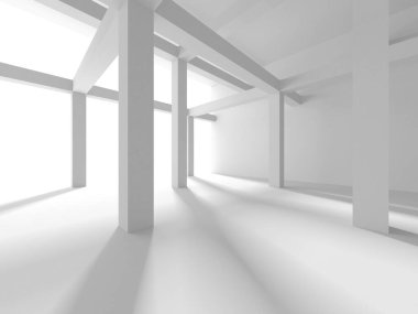 Beyaz Modern Arkaplan. Soyut Bina Konsepti. 3d Hazırlama