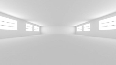 Aydınlatılmış koridor iç tasarımı. Boş Oda İç mimarisi. 3 Boyutlu Hazırlama