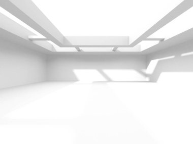 Aydınlatılmış koridor iç tasarımı. Boş Oda İç mimarisi. 3 Boyutlu Hazırlama