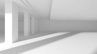 Aydınlatılmış koridor iç tasarımı. Boş Oda İç mimarisi. 3 Boyutlu Hazırlama