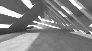 Soyut mimari arka plan. İçi boş beton döşeme. 3d hazırlayıcı