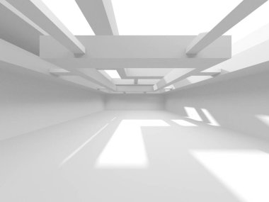 Aydınlatılmış koridor iç tasarımı. Boş Oda İç mimarisi. 3 Boyutlu Hazırlama