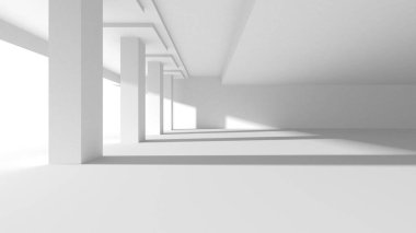 Beyaz Modern Arkaplan. Soyut Bina Konsepti. 3d Hazırlama