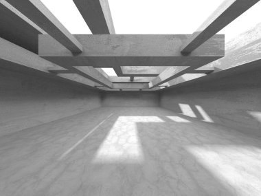 Soyut mimari arka plan. İçi boş beton döşeme. 3d hazırlayıcı