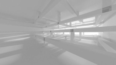 Soyut Beyaz Mimari Tasarım Konsepti. 3d Görüntüleme