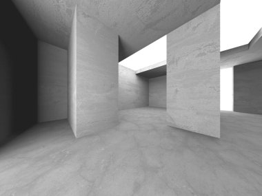 Dark Beton Duvar Mimarisi. Boş Oda. 3d Görüntüleme