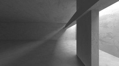 Dark Beton Duvar Mimarisi. Boş Oda. 3d Görüntüleme